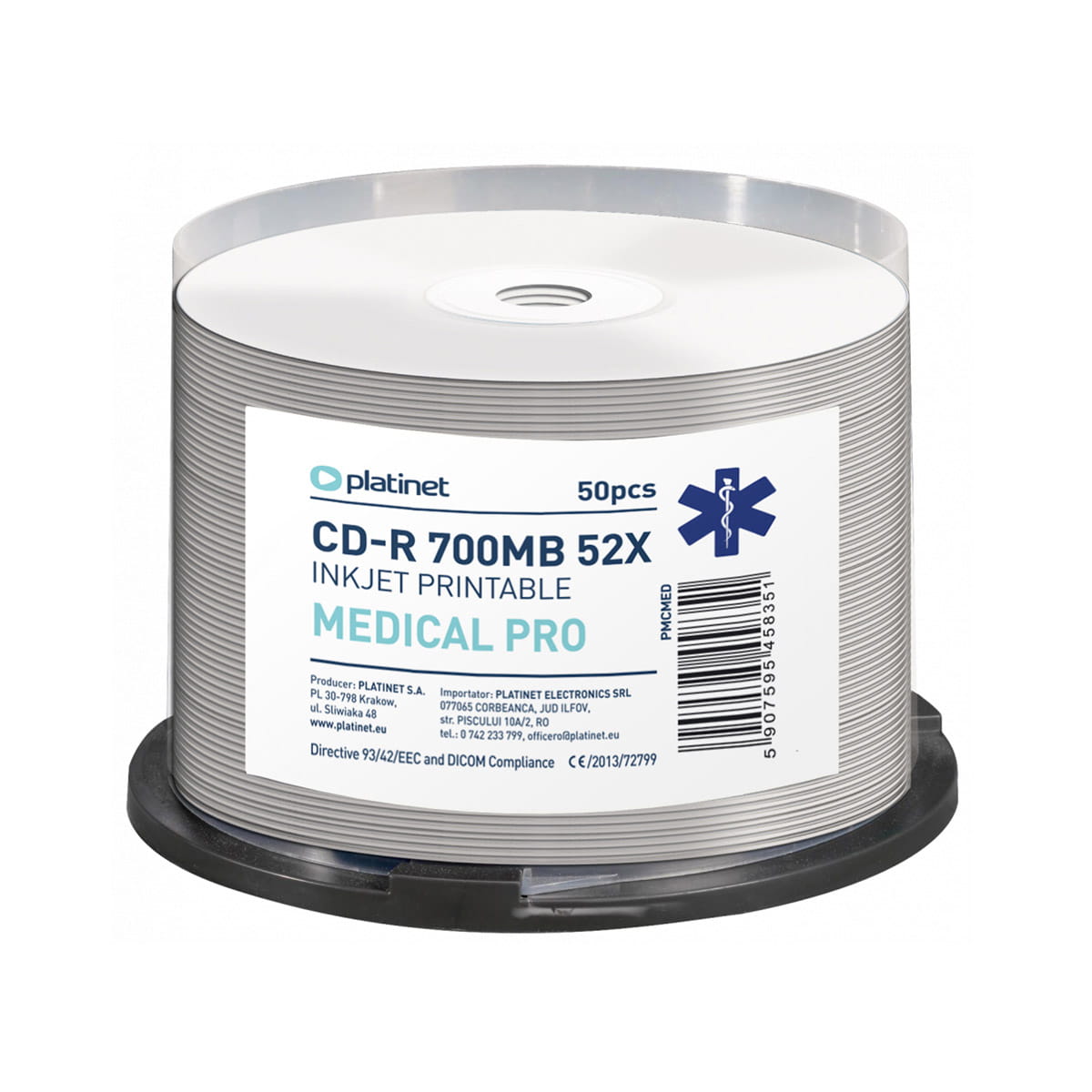 CD-R Platinet 700MB 52X printabilni MEDICAL SP*50