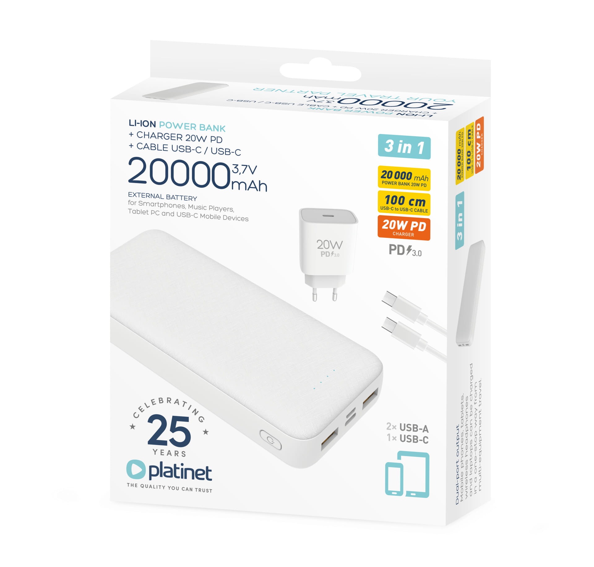 Power bank PL PMPB20SETW 20000 mAh 20W
