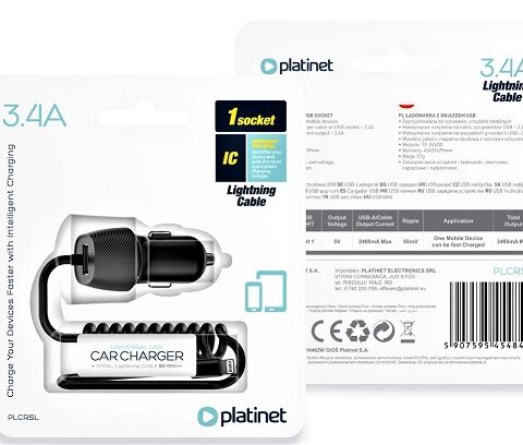 Punjač Platinet PLCRSL za auto Lightning (iPhone)
