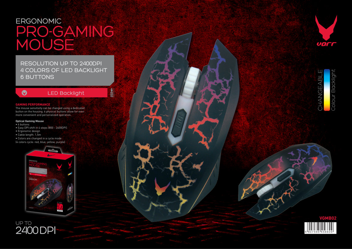 Mouse Omega VGMB02 Gaming 800-2400 Dpi
